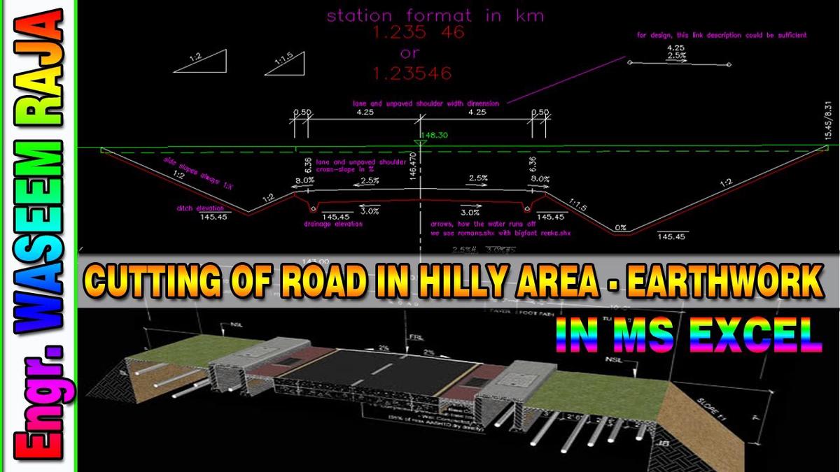 Earthwork Calculation for Road in Hilly Area Fully in Cutting in