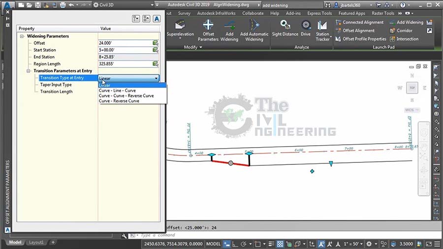 Add Widening to an offset Alignment| Automatic Widening Civil 3D, Dynamic Widening to Alignments, AutoCAD Civil 3D Full Course in Hindi/Urdu.