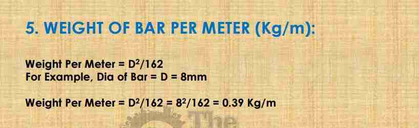 Weight of Steel Bar Formula in Kg Per Meter (Kg/m), bar bending schedule formulas, bbs formula, bar bending schedule calculation, cutting length formula, reinforcement calculation excel