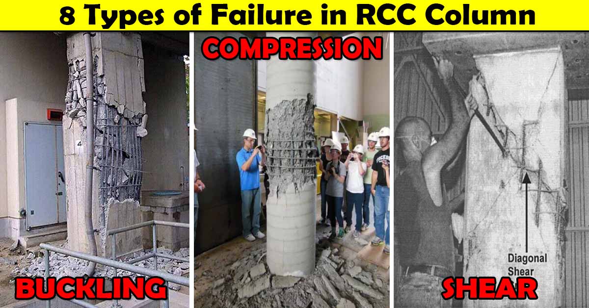 Types of Failure in RCC Column Buckling, Compression, Shear